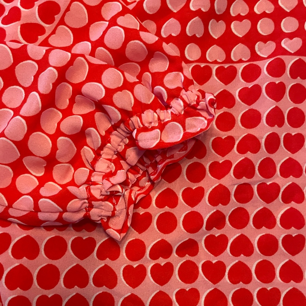 LOFT Red and Pink Heart Blouse - Picture 3 of 6